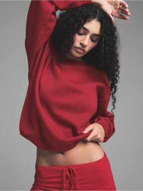 Skims Cotton Fleece Crewneck in Brick